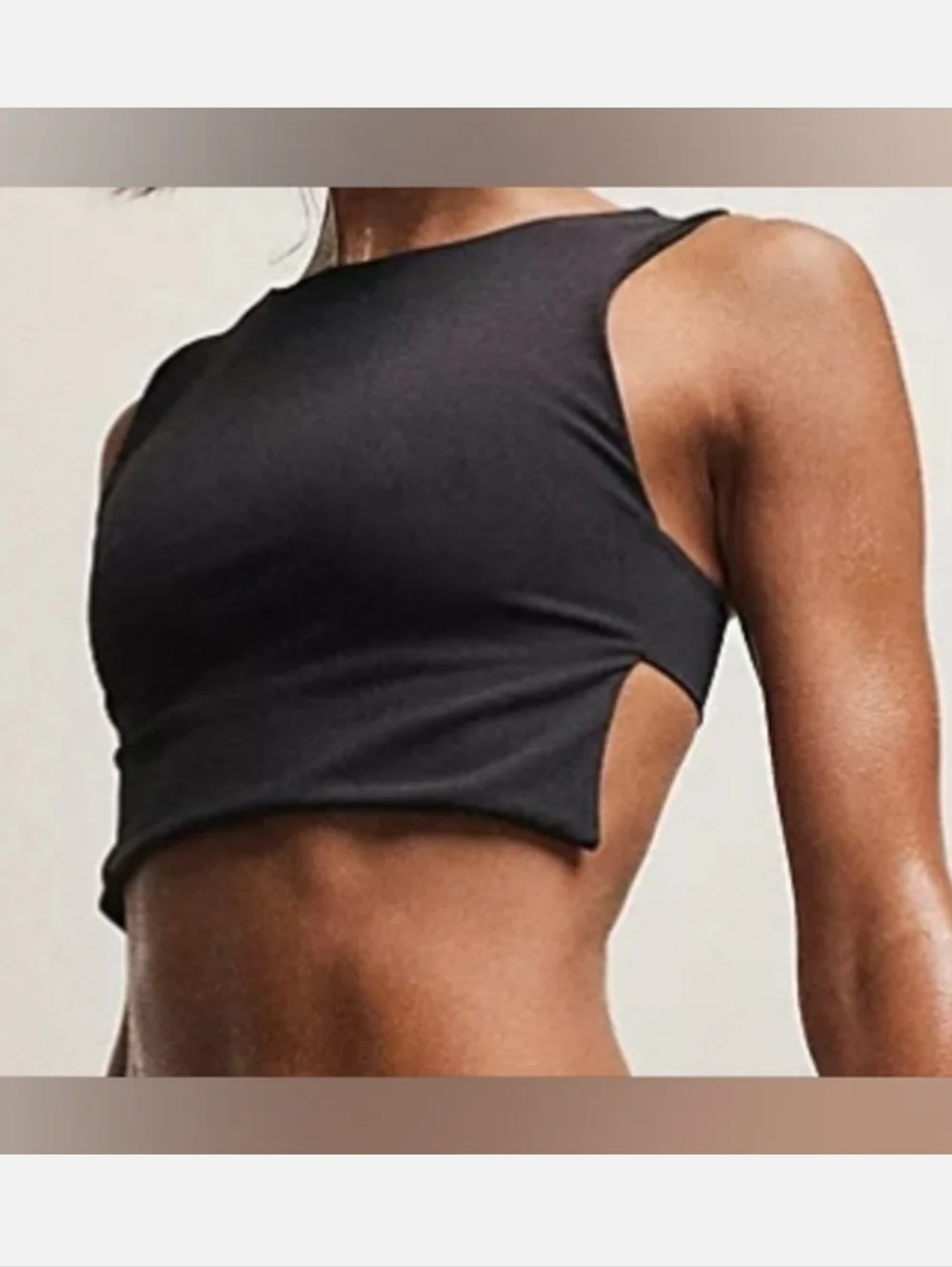 FP MOVEMENT FREE PEOPLE Be Right Back Crop Top Blck Square Neck Open Back NWT SM - Picture 5 of 16